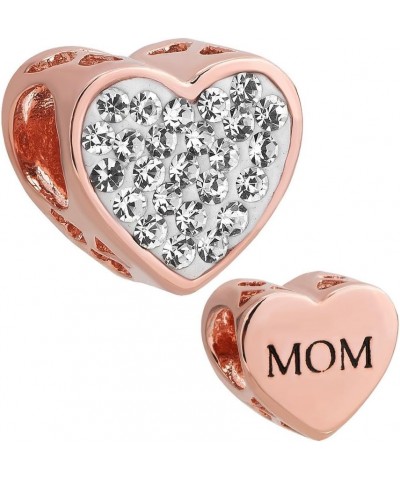 8 Colors Heart Mom Charm Mother's Day Beads For Mommy Jewelry Rose Gold $6.35 Bracelets