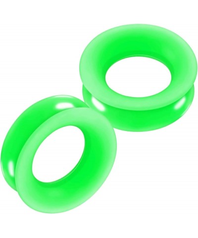 2PCS Silicone Green Double Flared Saddle Stretcher Ear Tunnel Gauge Plug Earring Lobe Piercing Jewelry Pick Size O:2PCS-1-1/4...