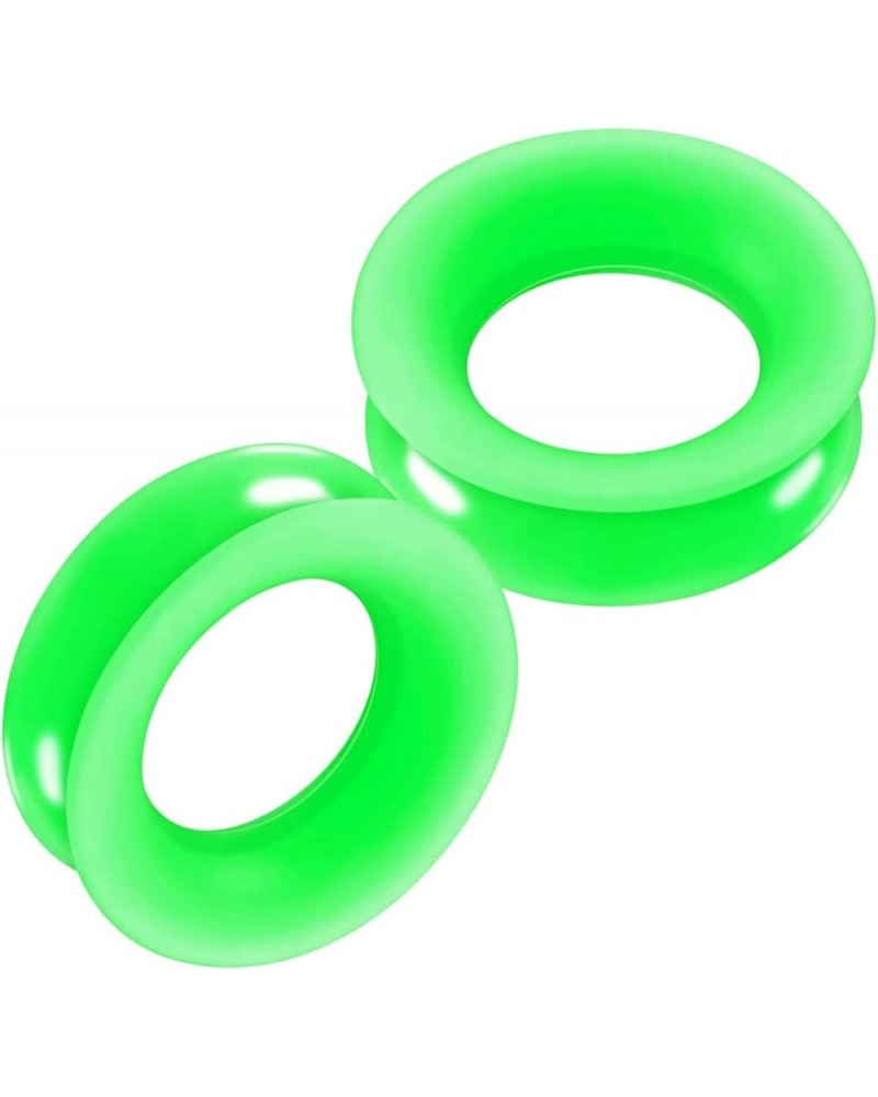 2PCS Silicone Green Double Flared Saddle Stretcher Ear Tunnel Gauge Plug Earring Lobe Piercing Jewelry Pick Size O:2PCS-1-1/4...