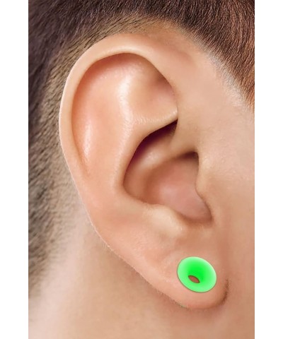 2PCS Silicone Green Double Flared Saddle Stretcher Ear Tunnel Gauge Plug Earring Lobe Piercing Jewelry Pick Size O:2PCS-1-1/4...