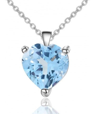 Jewelry Sky Blue Topaz Necklace - 925 Sterling Silver 1.47 CT Heart Necklace March Birthstone Necklace Pendant Birthday Anniv...