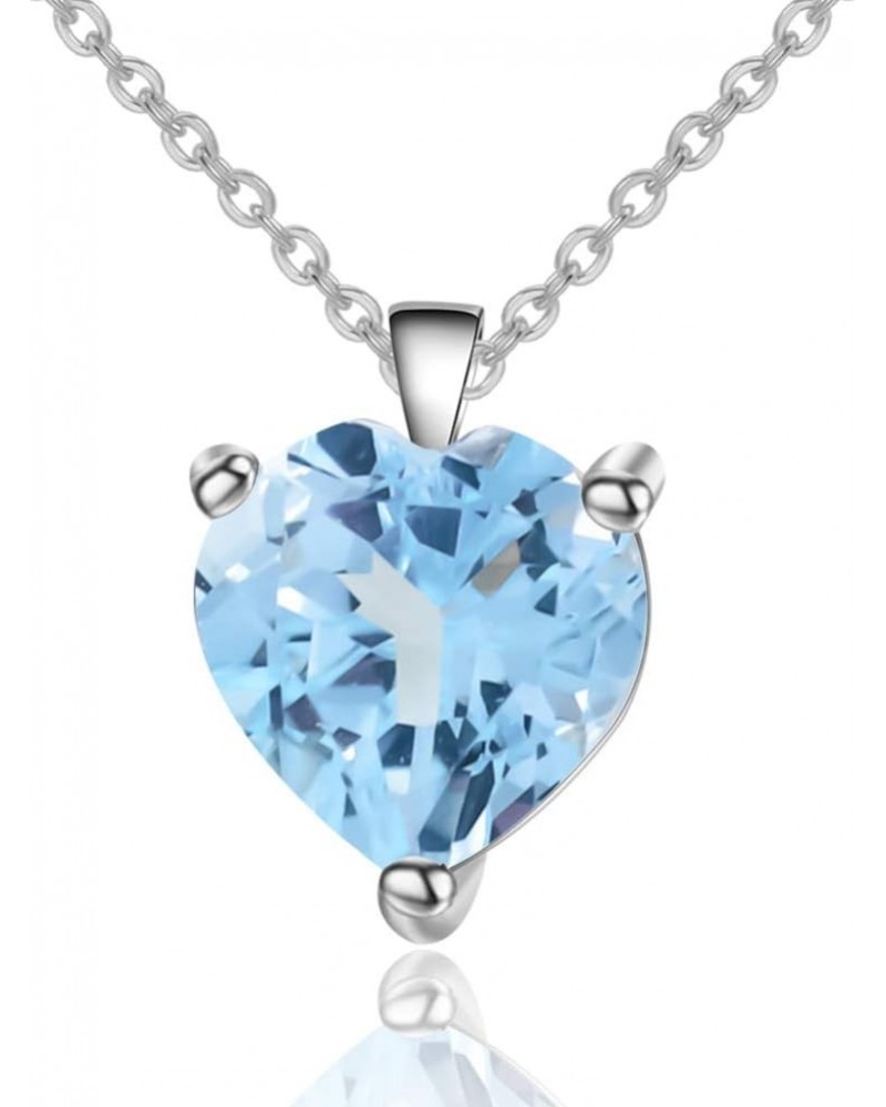 Jewelry Sky Blue Topaz Necklace - 925 Sterling Silver 1.47 CT Heart Necklace March Birthstone Necklace Pendant Birthday Anniv...