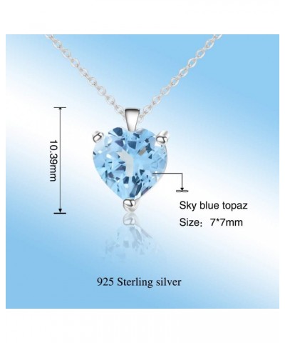 Jewelry Sky Blue Topaz Necklace - 925 Sterling Silver 1.47 CT Heart Necklace March Birthstone Necklace Pendant Birthday Anniv...