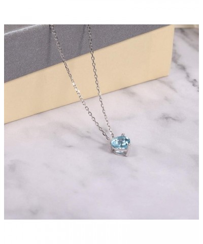 Jewelry Sky Blue Topaz Necklace - 925 Sterling Silver 1.47 CT Heart Necklace March Birthstone Necklace Pendant Birthday Anniv...