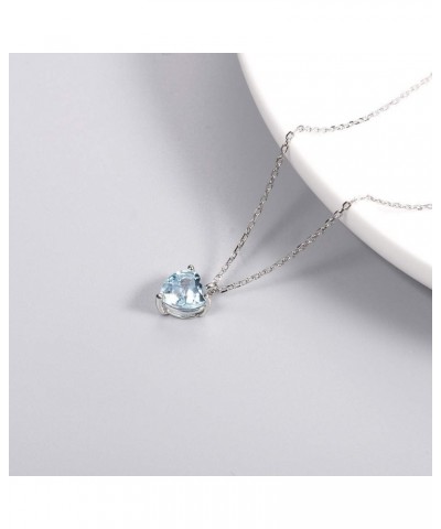 Jewelry Sky Blue Topaz Necklace - 925 Sterling Silver 1.47 CT Heart Necklace March Birthstone Necklace Pendant Birthday Anniv...