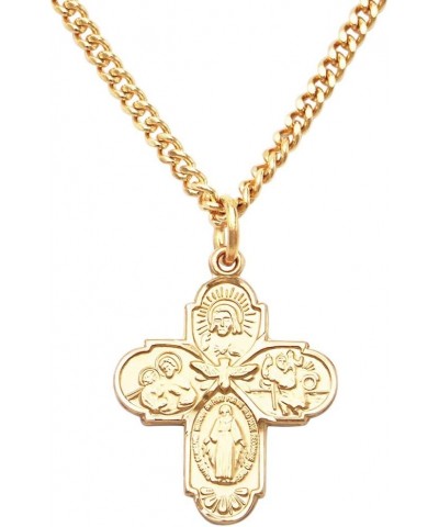 Small Four Way Cross with Holy Spirit Pendant Necklace, 18 16K Yellow Gold $35.42 Necklaces