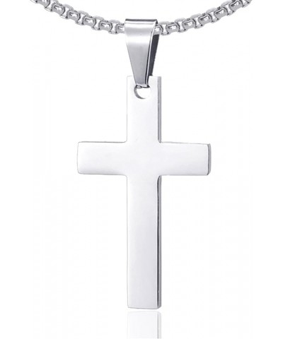 Fashion Titanium Steel Prayer Cross Pendant Necklace,24" Box Chain Steel Cross $7.97 Necklaces