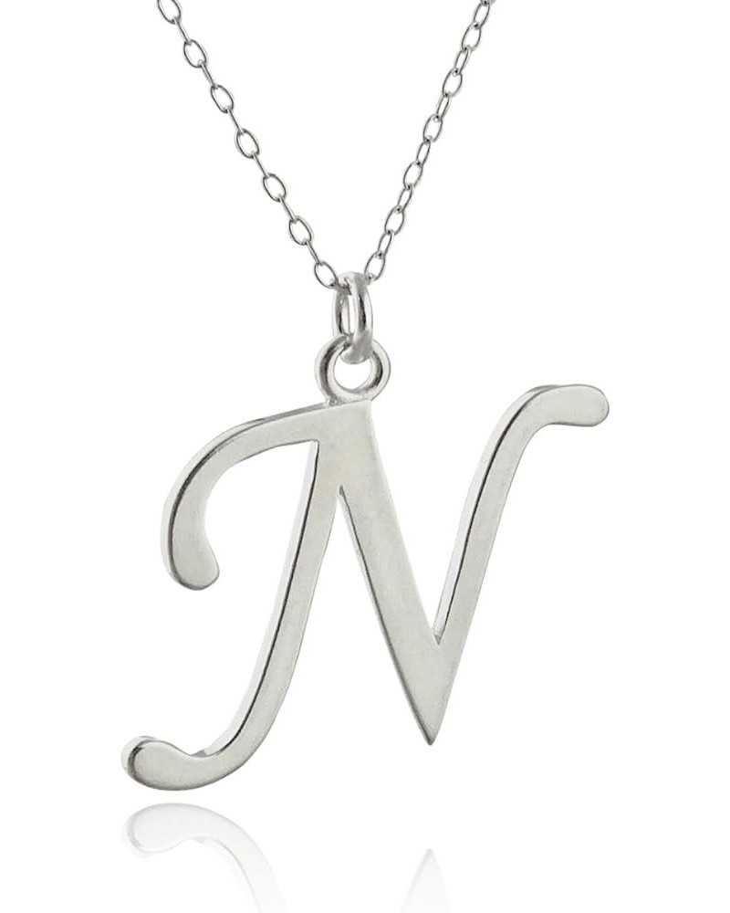 Sterling Silver Script Letter Charm Necklace, A-Z Alphabet Initial Name, 18" Cable Chain N $12.04 Necklaces