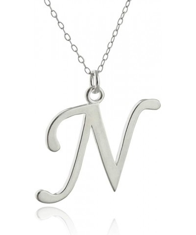 Sterling Silver Script Letter Charm Necklace, A-Z Alphabet Initial Name, 18" Cable Chain N $12.04 Necklaces