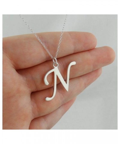 Sterling Silver Script Letter Charm Necklace, A-Z Alphabet Initial Name, 18" Cable Chain N $12.04 Necklaces