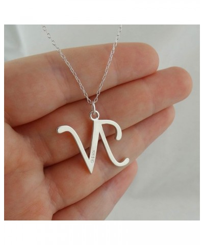 Sterling Silver Script Letter Charm Necklace, A-Z Alphabet Initial Name, 18" Cable Chain N $12.04 Necklaces