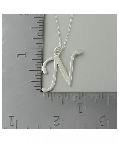 Sterling Silver Script Letter Charm Necklace, A-Z Alphabet Initial Name, 18" Cable Chain N $12.04 Necklaces