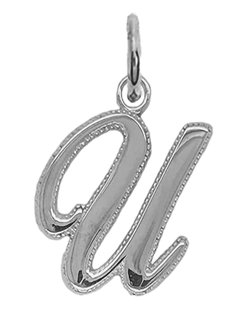 Solid Sterling Silver Personalized Initial Letter Pendant, Cursive-Style A-Z Initial Pendant For Women And Men, Letter Pendan...