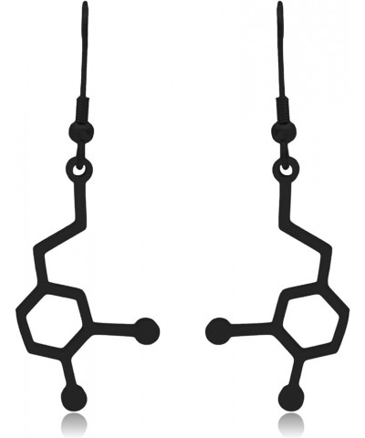 Dopamine Molecule Stainless Steel Dangle Earrings Black $13.33 Earrings