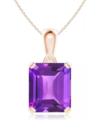 Natural Amethyst Solitaire Pendant Necklace for Women, Girls in 14K Solid Gold/Platinum | February Birthstone | Jewelry Gift ...