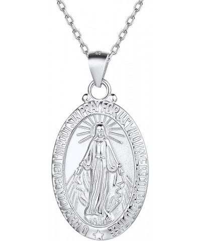 Personalized Virgin Mary Necklace 925 Sterling Silver Religious Christian Jewelry Oval Medal Coin Pendant Necklace for Women ...