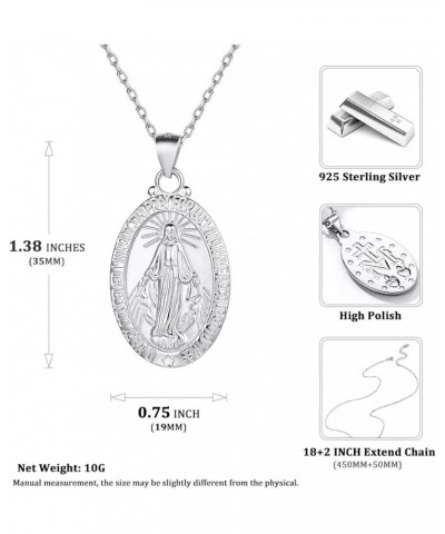 Personalized Virgin Mary Necklace 925 Sterling Silver Religious Christian Jewelry Oval Medal Coin Pendant Necklace for Women ...