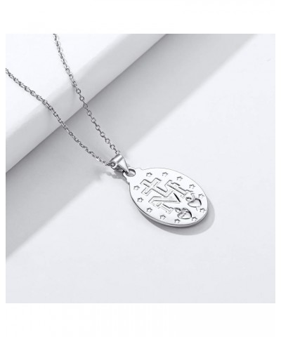 Personalized Virgin Mary Necklace 925 Sterling Silver Religious Christian Jewelry Oval Medal Coin Pendant Necklace for Women ...