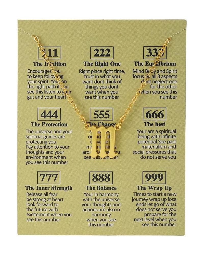 Gold Plated Angel Number Choker with Meaningful Card 111 222 333 444 555 666 777 888 999 000 Crystal Pendant Necklaces Numero...