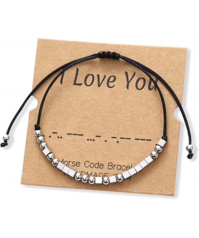 Morse Code Bracelets for Women Men - Inspirational Morse Code Beads with Cord Handmade Wrap Bracelet, Secret Message Jewelry ...