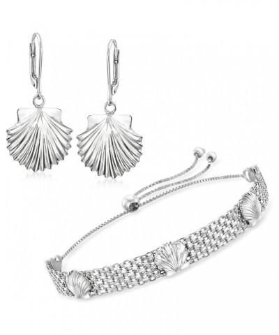 Sterling Silver Seashell Jewelry Set: Drop Earrings and Bolo Bracelet $37.74 Jewelry Sets