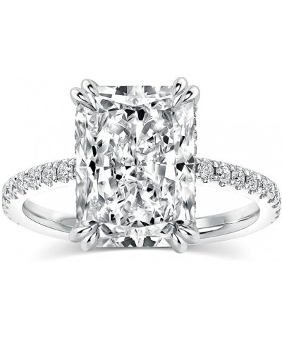 4.5CT Stunning Radiant Cut Engagement Ring for Women,Simulated Diamond Ring,18K White Gold Plated 925 Sterling Silver Promise...