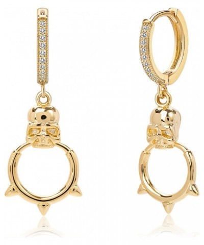 Spike Drop Hoop Earrings 14K Gold Plated Cubic Zirconia Dangling Skull Huggie Earrings for Women Girls $8.63 Earrings