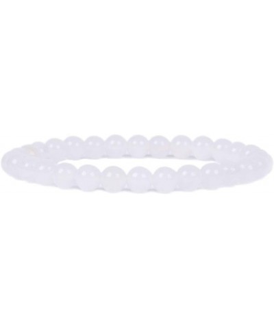 Gem Semi Precious Gemstone 6mm Round Beads Stretch Bracelet 6.5 Inch Unisex White Quartz $12.97 Bracelets