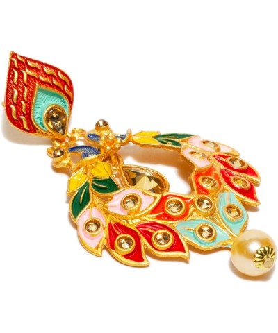 Gold-Plated Kundan Stones Indian Dangler Earrings For Women (Medium Size, Weightless, Color drops) Multicolor-2 $9.89 Earrings