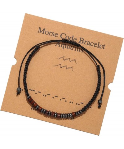 12 Constellations Morse Code Beaded Stone Wrap Strand Rope Adjustable Bracelets for Women Men Funny Birthday Gifts Best Frien...