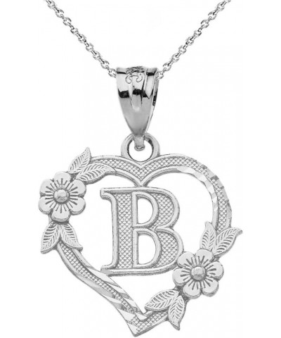 Sterling Silver Initial Heart Pendant for Women 18.0 Inches B $24.18 Necklaces