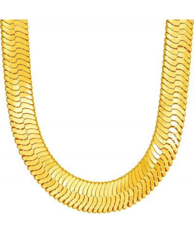 11mm Flexible Herringbone Chain Necklace 24k Real Gold Plated 20 inches Gold $51.28 Necklaces