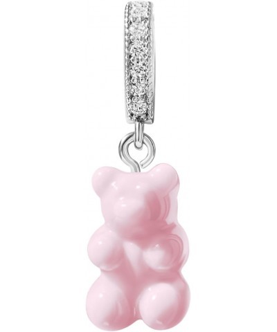 Mag & Pierce 18K White Gold Gummy Bear Pendant - Teddy Bear Charm Zirconia Necklaces, Bracelets, Chains, Keychains - Goldbear...