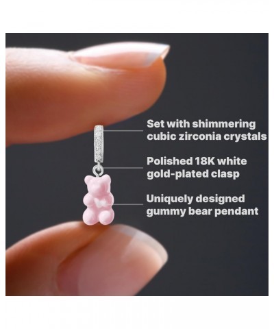 Mag & Pierce 18K White Gold Gummy Bear Pendant - Teddy Bear Charm Zirconia Necklaces, Bracelets, Chains, Keychains - Goldbear...