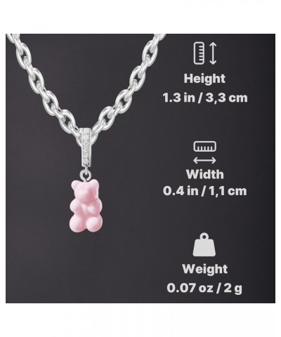 Mag & Pierce 18K White Gold Gummy Bear Pendant - Teddy Bear Charm Zirconia Necklaces, Bracelets, Chains, Keychains - Goldbear...