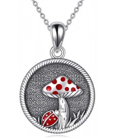 Ladybug/Butterfly/Sun and Moon/Mustard Seed Round Necklace Sterling Silver Pendant Jewelry for Men Women Ladybug $11.92 Neckl...