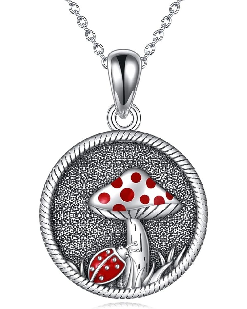 Ladybug/Butterfly/Sun and Moon/Mustard Seed Round Necklace Sterling Silver Pendant Jewelry for Men Women Ladybug $11.92 Neckl...