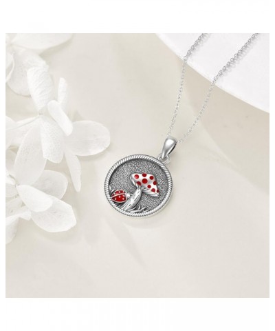 Ladybug/Butterfly/Sun and Moon/Mustard Seed Round Necklace Sterling Silver Pendant Jewelry for Men Women Ladybug $11.92 Neckl...