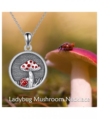 Ladybug/Butterfly/Sun and Moon/Mustard Seed Round Necklace Sterling Silver Pendant Jewelry for Men Women Ladybug $11.92 Neckl...