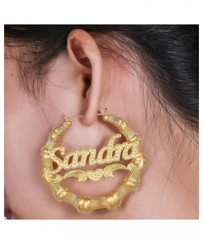 Custom Name Earrings Personalized 18K Gold Plated Name Hoop Earrings Two Tone Customized Earrings Fashion Jewelry Gift for Wo...