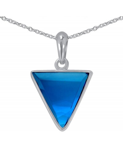 Sterling Silver Pendant Necklace For Women 18 Inch, Stone Pendants For Women, 925 Silver Chain Pendant blue $13.19 Necklaces