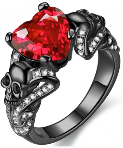 Gothic Black Skull Rings Red Purple Crystal Ring Cocktail Party Halloween Biker Rings for Women Christmas Gifts Rose - white ...