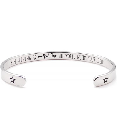 Inspirational Bracelets for Women Personalized Jewelry Gifts for Her,Stainless Steel Engraved Friendship Cuff Bangles for Tee...