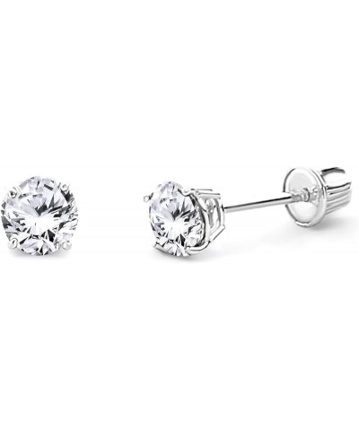 14k White Gold Round Solitaire Basket Set Stud Earrings with Screw Back - 7 Different Size Available 4 mm $17.39 Earrings