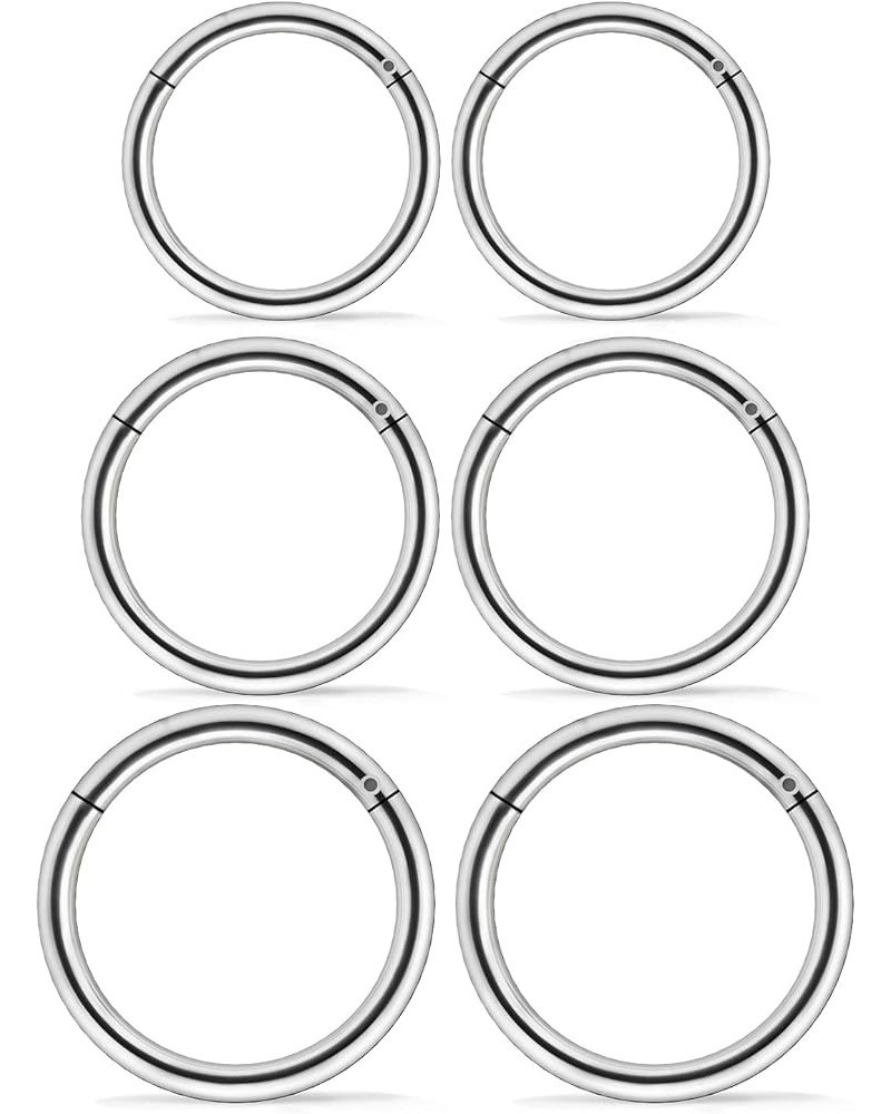 3 Pairs 18G 16G 14G Nose Rings Hoops 316l Surgical Steel Septum Jewelry Hinged Segment Clicker Ring Lip Ring Cartilage Tragus...