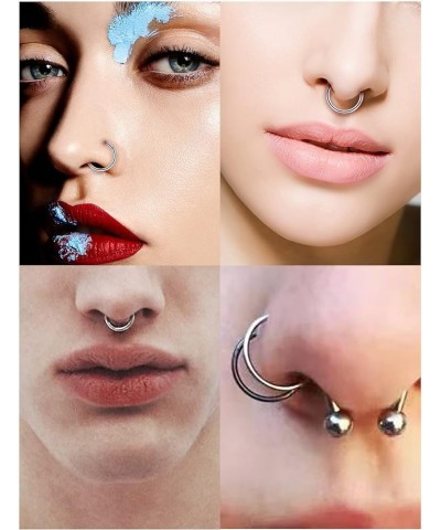 3 Pairs 18G 16G 14G Nose Rings Hoops 316l Surgical Steel Septum Jewelry Hinged Segment Clicker Ring Lip Ring Cartilage Tragus...