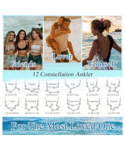 Customizable Luxury Horoscope Zodiac Anklet for Women Sterling Silver Constellation Ankle Bracelet with Durable Chain Delicat...