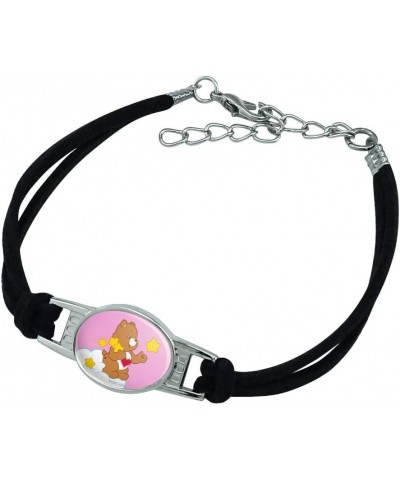 Care Bears Tenderheart Bear Novelty Suede Leather Metal Bracelet black $10.99 Bracelets