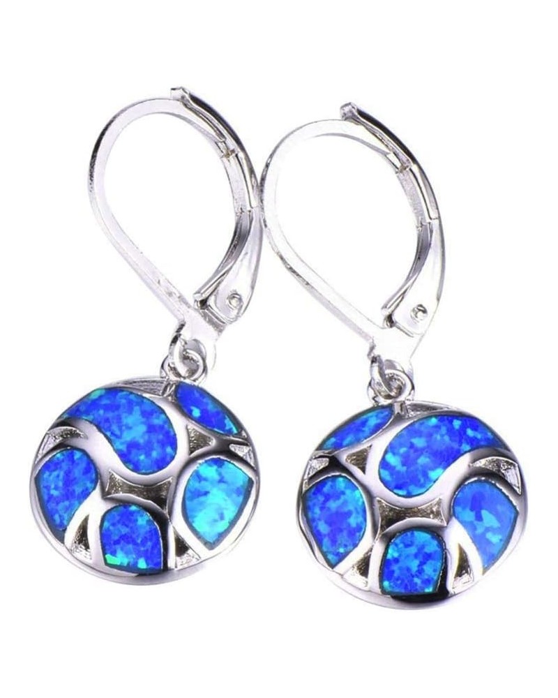 Earrings for Women Mom Fashion Women Faux Opal Round Soccer Dangle Leverback Earrings Jewelry Gift Statement Jewelry Blue $3....