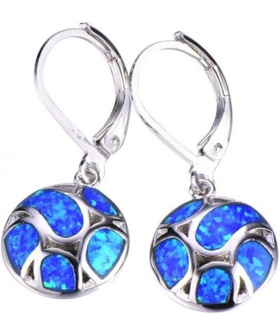 Earrings for Women Mom Fashion Women Faux Opal Round Soccer Dangle Leverback Earrings Jewelry Gift Statement Jewelry Blue $3....